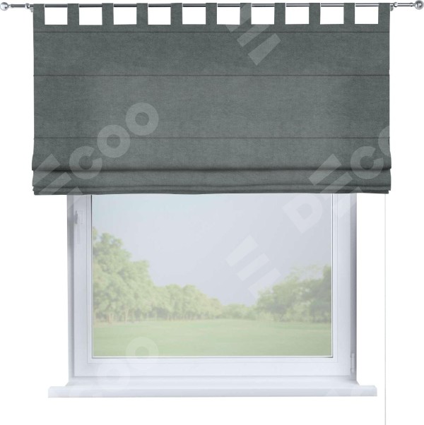 Римская штора на петлях «Кортин», ткань вельвет серый