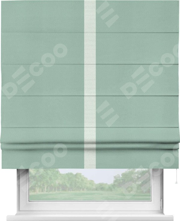 Римская штора «Кортин» с кантом Хайвэй, для проема, ткань блэкаут однотонный ментоловый
