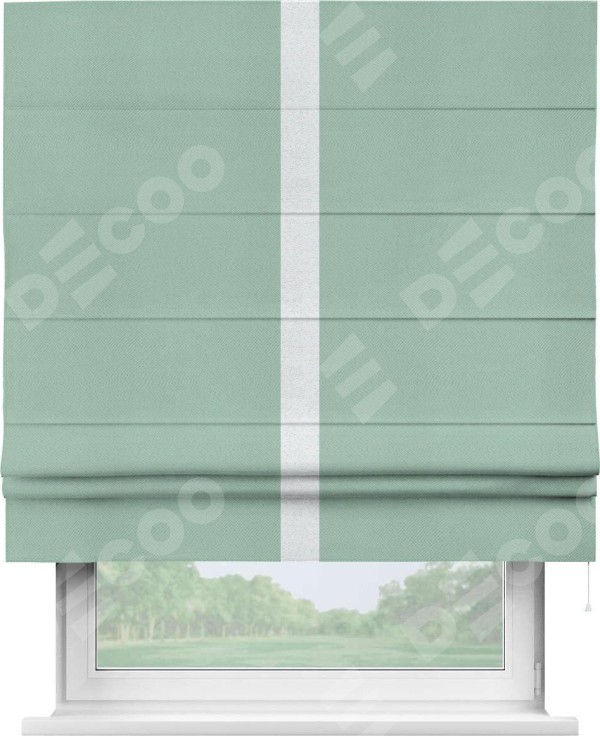 Римская штора «Кортин» с кантом Хайвэй, для проема, ткань блэкаут однотонный ментоловый