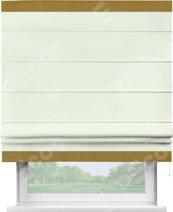 Римская штора «Кортин» с кантом Горизонт, для проема, ткань вельвет кремовый