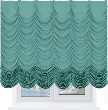 Французская штора «Кортин», лён светло-бирюзовый