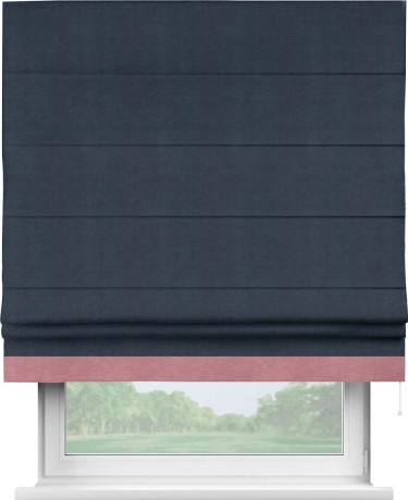 Римская штора «Кортин» с кантом Джестер, для проема, ткань софт однотонный тёмно-синий