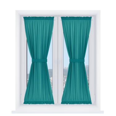 Штора песочные часы «Кортин» лён димаут тёмно-бирюзовый