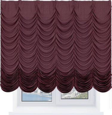 Французская штора «Кортин», лён кашемир бордовый