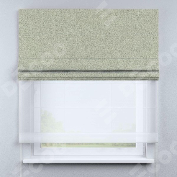 Римская штора «Кортин» день-ночь, ткань лён блэкаут, серо-бежевый