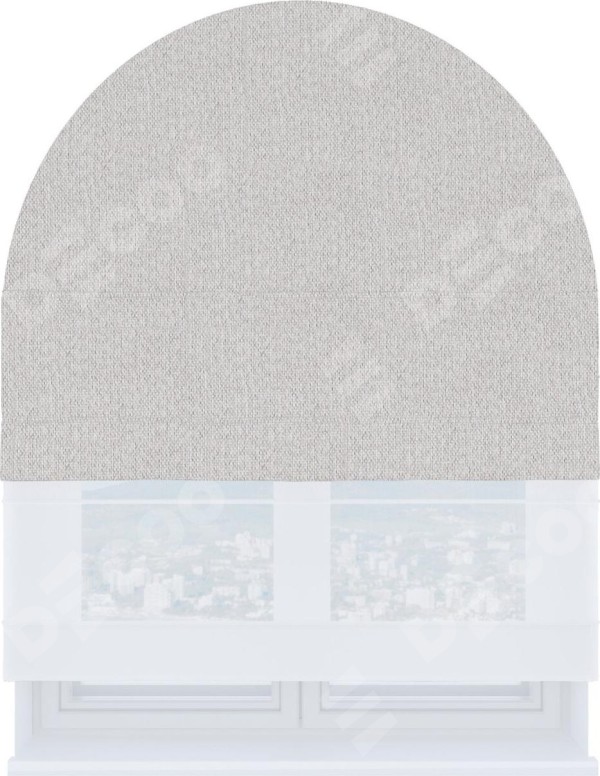 Римская штора «Кортин», лён димаут светло-бежевый, день-ночь для арочного проёма