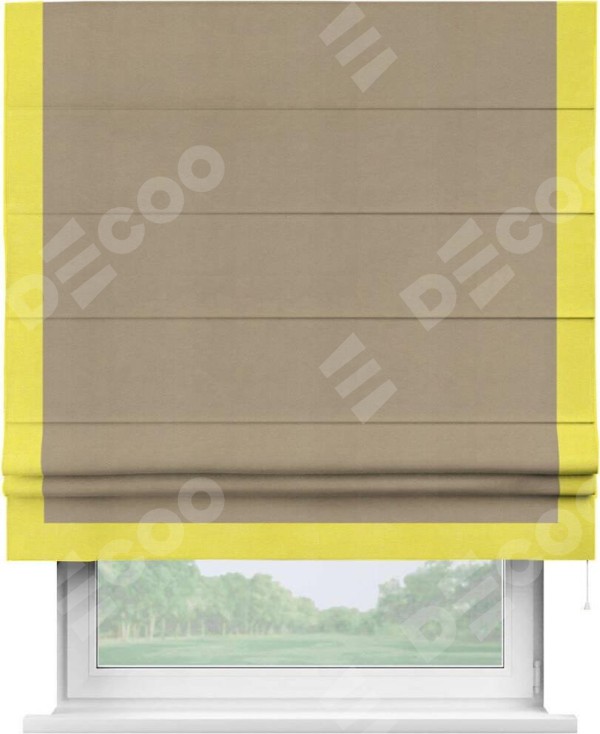 Римская штора «Кортин» с кантом Виктория, для проема, ткань вельвет кофейный