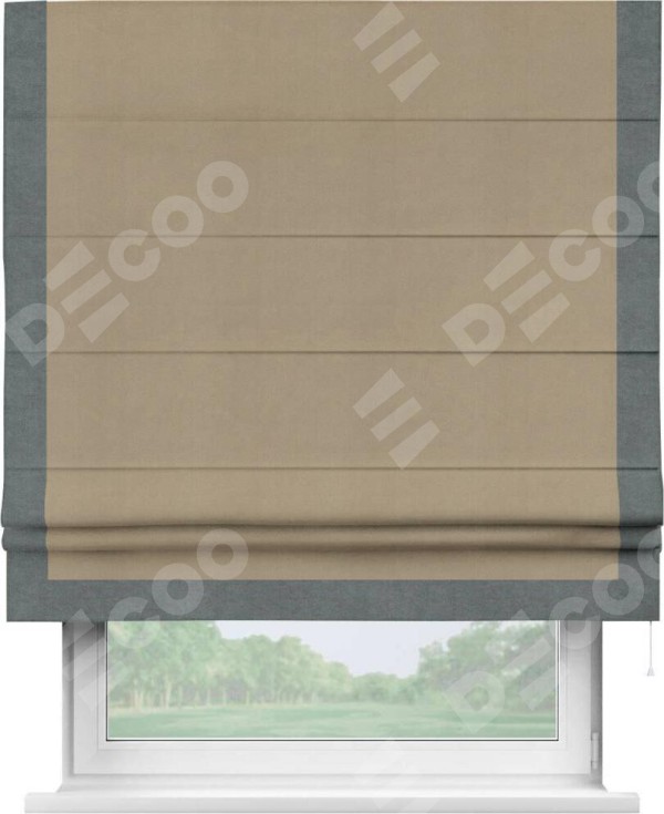 Римская штора «Кортин» с кантом Виктория, для проема, ткань вельвет кофейный