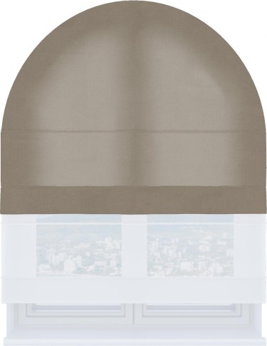 Римская штора «Кортин» день-ночь для арочного проёма, ткань вельвет кофейный