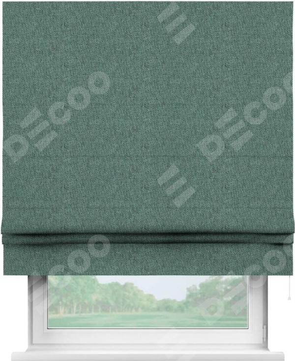 Римская штора «Кортин» для проема, стиф димаут серо-голубой