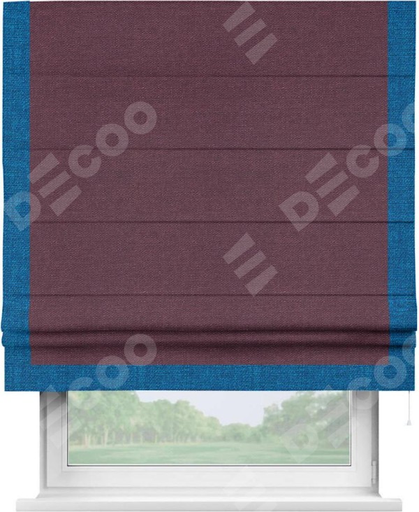 Римская штора «Кортин» с кантом Виктория, для проема, ткань лён фиолетовый