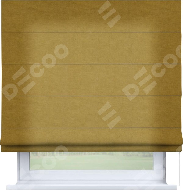 Римская штора «Кортин» для проема, ткань вельвет светло-коричневый