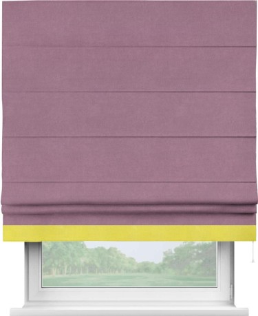 Римская штора «Кортин» с кантом Джестер, для проема, ткань вельвет лиловый
