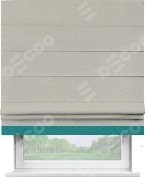 Римская штора «Кортин» с кантом Джестер, для проема, ткань лён димаут, светло-серый