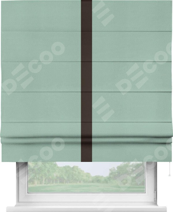 Римская штора «Кортин» с кантом Хайвэй, для проема, ткань блэкаут однотонный ментоловый