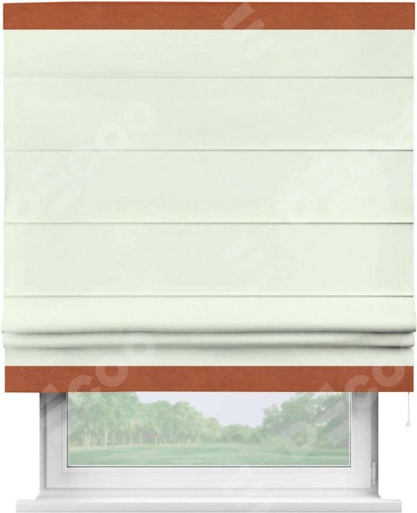 Римская штора «Кортин» с кантом Горизонт, для проема, ткань вельвет кремовый