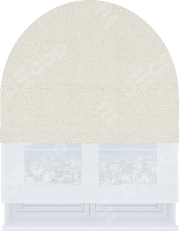 Римская штора «Кортин» день-ночь для арочного проёма, ткань блэкаут с блеском светло-серый