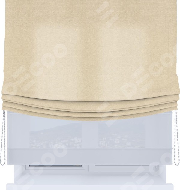 Римская штора «Кортин», день-ночь с мягкими складками, софт однотонный бежевый лайт