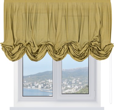 Австрийская штора «Кортин», лён горчичный