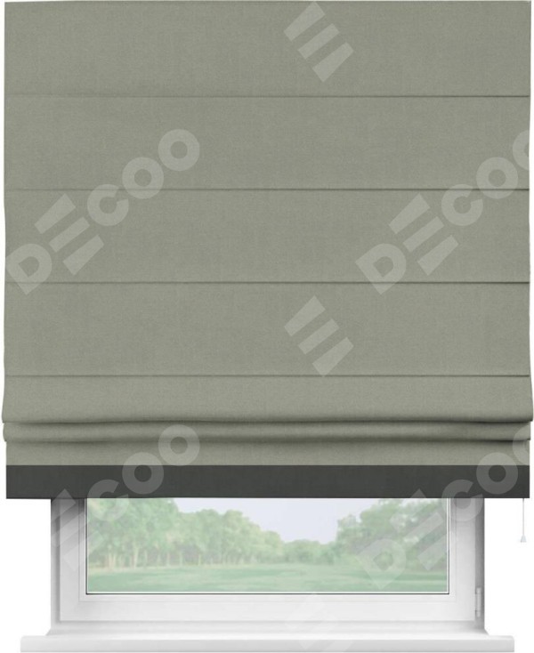 Римская штора «Кортин» с кантом Джестер, для проема, лён блэкаут светло-серый