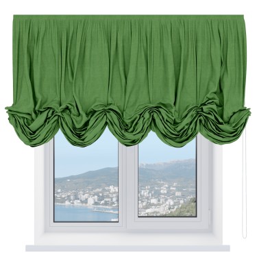 Австрийская штора «Кортин», вельвет салатовый