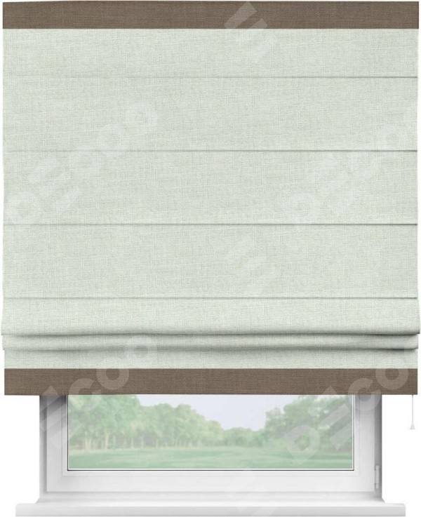 Римская штора «Кортин» для проёма, лён топлёное молоко, с кантом Горизонт