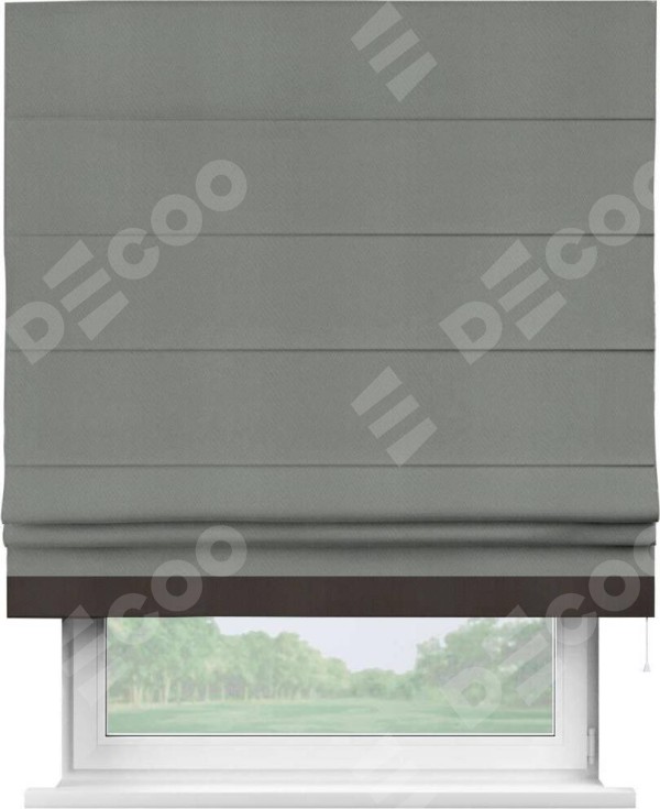 Римская штора «Кортин» с кантом Джестер, для проема, ткань блэкаут однотонный тёмно-серый