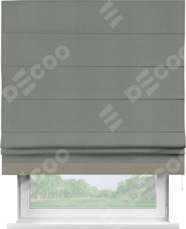 Римская штора «Кортин» с кантом Джестер, для проема, ткань блэкаут однотонный тёмно-серый