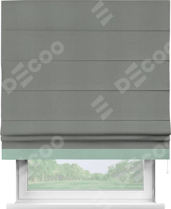 Римская штора «Кортин» с кантом Джестер, для проема, ткань блэкаут однотонный тёмно-серый