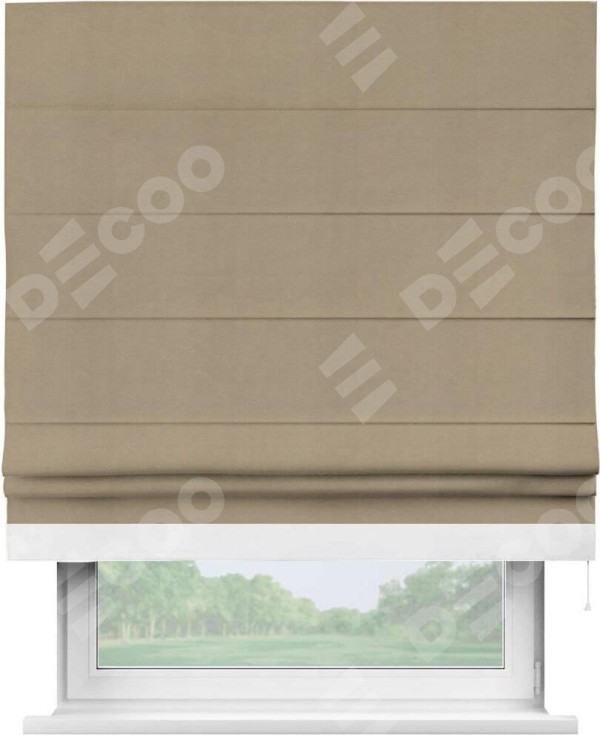 Римская штора «Кортин» с кантом Джестер, для проема, ткань вельвет кофейный