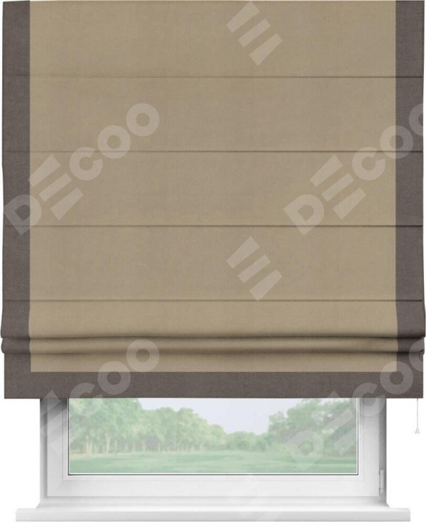 Римская штора «Кортин» с кантом Виктория, для проема, ткань вельвет кофейный