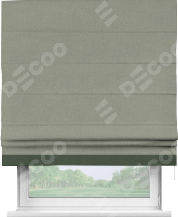 Римская штора «Кортин» с кантом Джестер, для проема, лён блэкаут светло-серый