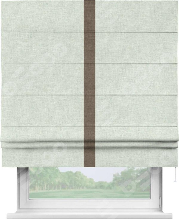 Римская штора «Кортин» для проёма, лён топлёное молоко, с кантом Хайвэй