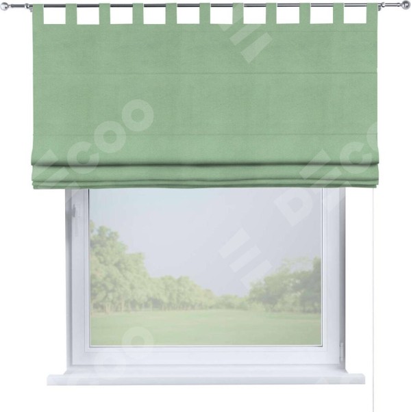 Римская штора на петлях «Кортин», ткань бархат оливковый