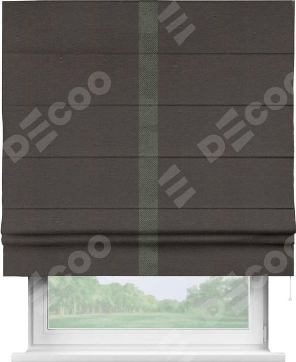 Римская штора «Кортин» с кантом Хайвэй, для проема, ткань лён димаут, венге