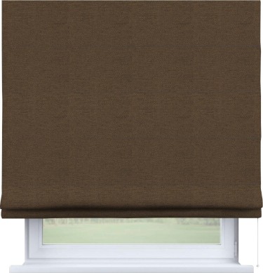 Римская штора «Кортин» для проема, ткань лён димаут, тёмно-коричневый