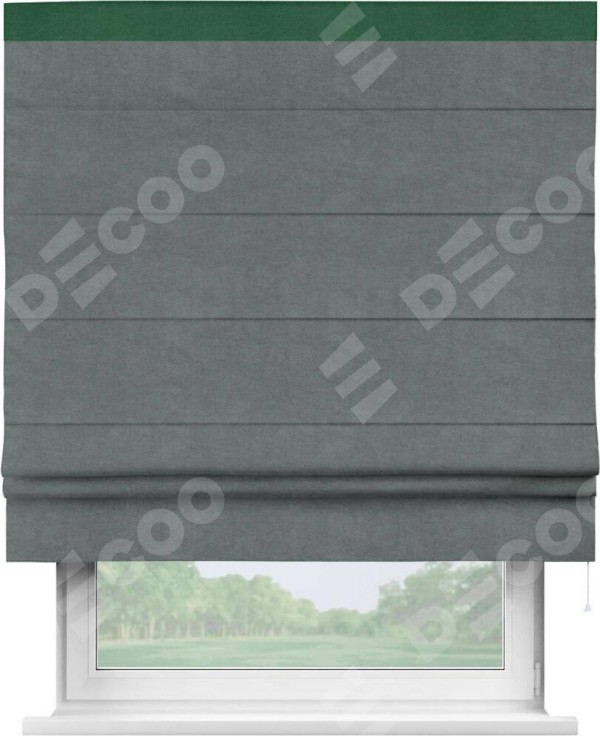 Римская штора «Кортин» с кантом Кинг, для проема, ткань вельвет серый