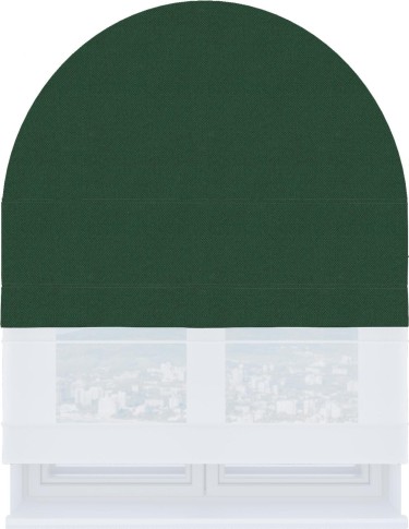 Римская штора «Кортин» день-ночь для арочного проёма, ткань лён димаут тёмно-зелёный