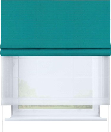 Римская штора «Кортин» день-ночь, ткань блэкаут однотонный, бирюзовый