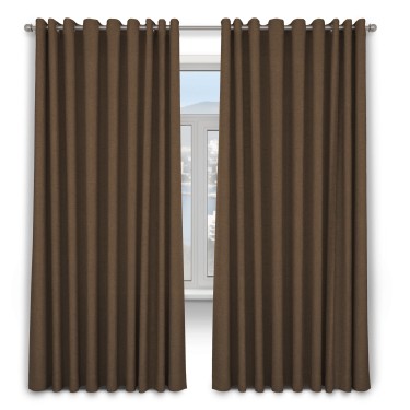 Шторы ткань лён димаут, тёмно-коричневый
