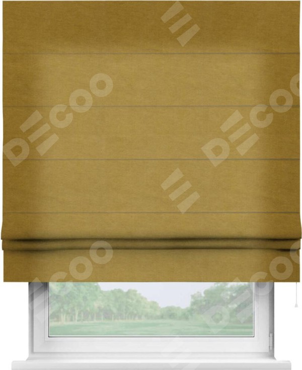 Римская штора «Кортин» для проема, ткань вельвет светло-коричневый