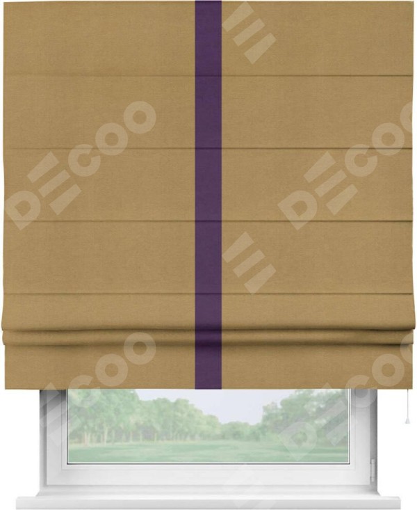 Римская штора «Кортин» с кантом Хайвэй, для проема, ткань вельвет горчица