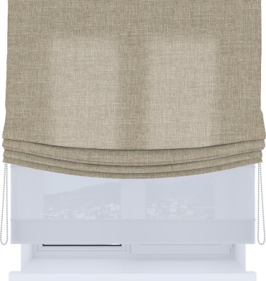 Римская штора «Кортин», лён бежевый, день-ночь с мягкими складками