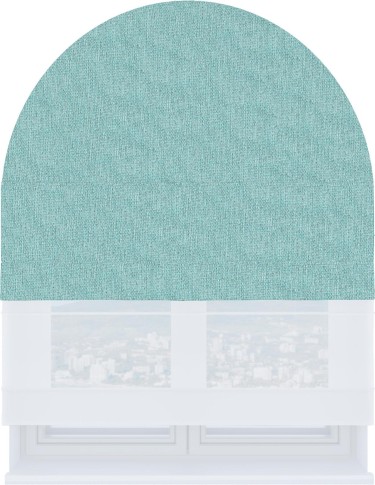 Римская штора «Кортин» день-ночь для арочного проёма, ткань лён димаут бирюзовый