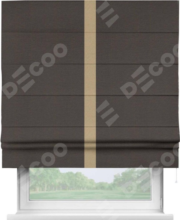 Римская штора «Кортин» с кантом Хайвэй, для проема, ткань лён димаут, венге