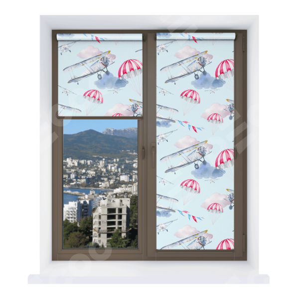 Рулонная штора Мини с принтом Самолет