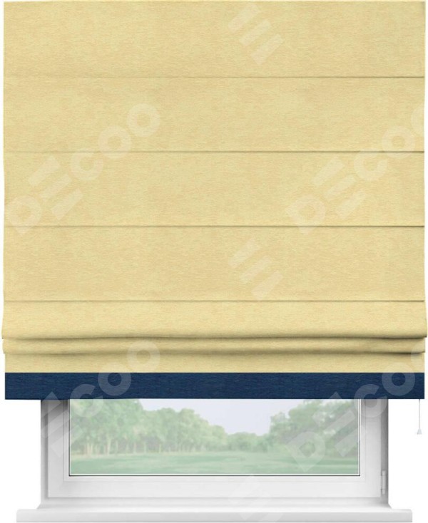 Римская штора «Кортин» с кантом Джестер, для проема, ткань софт однотонный золотой