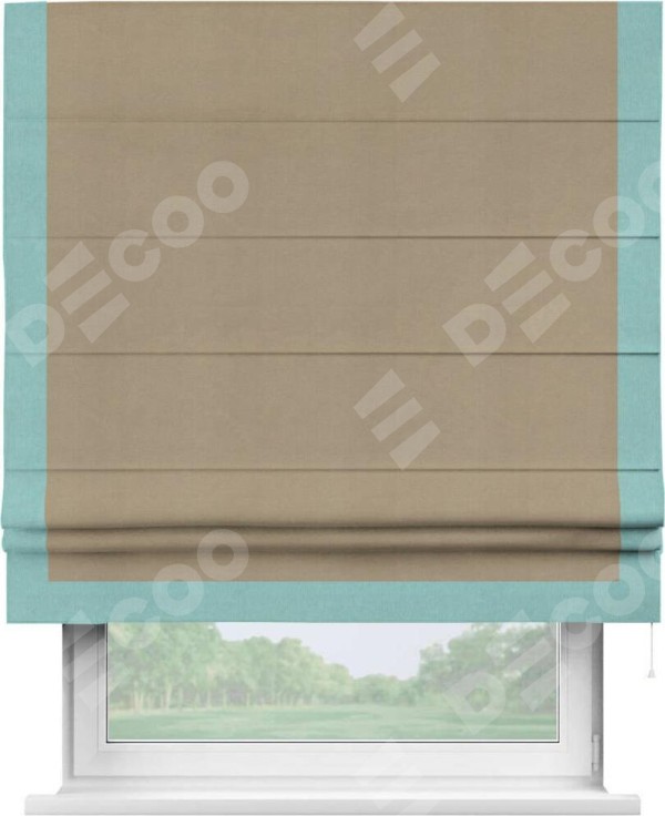 Римская штора «Кортин» с кантом Виктория, для проема, ткань вельвет кофейный