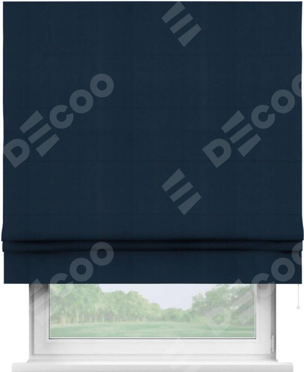 Римская штора «Кортин» для проема, ткань блэкаут однотонный, синий