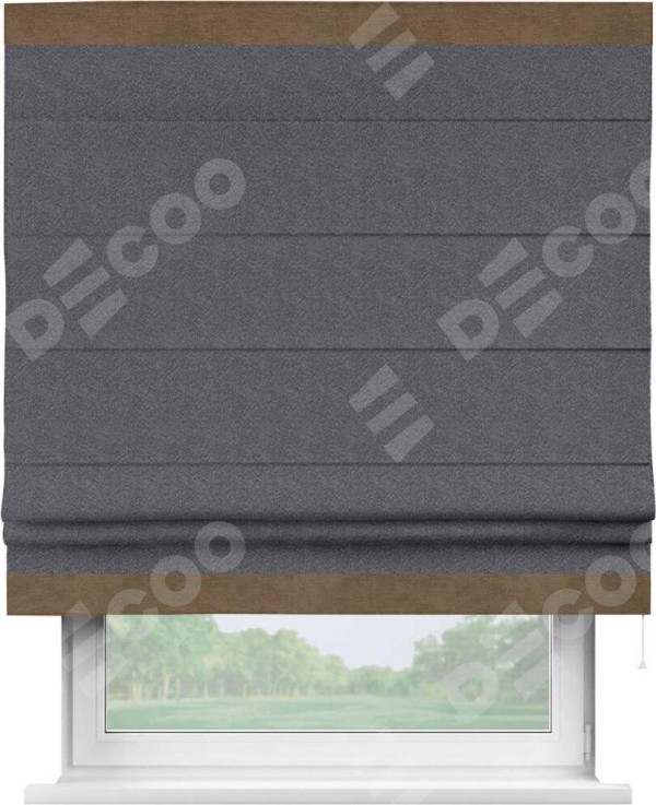 Римская штора «Кортин» с кантом Горизонт, для проема, ткань софт однотонный графит